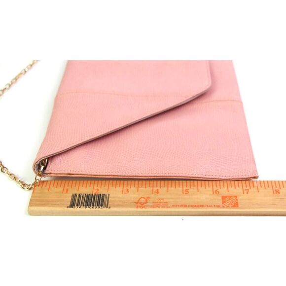 Halogen POWDER PINK REAL LEATHER CHAIN STRAP ENVELOP SHOULDER BAG HANDBAG CLUTCH - Picture 14 of 15